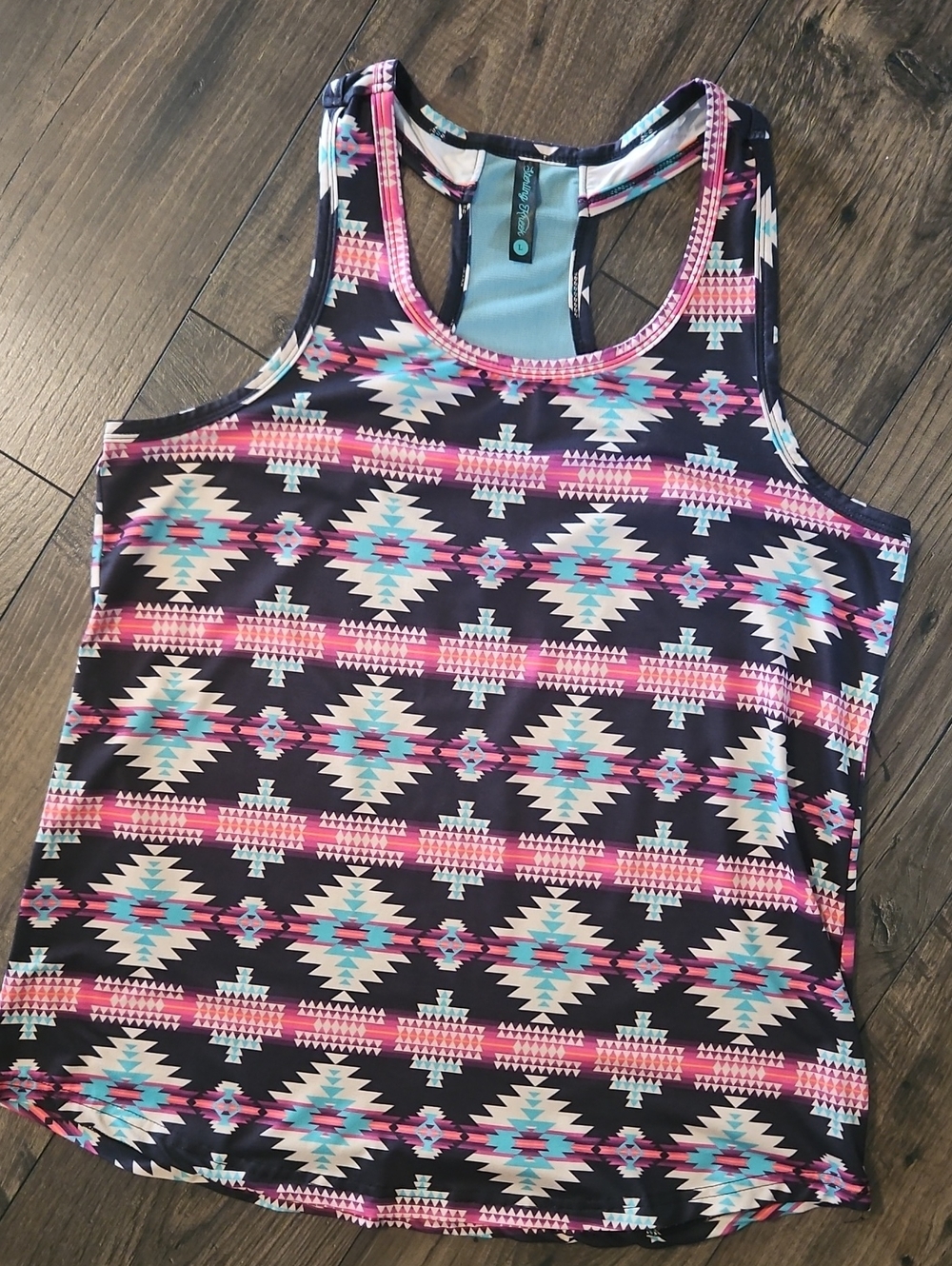 Sterling Kreek Aztec Print Racerback Tank Top in Black and Pink